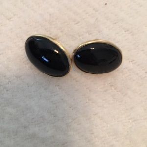 Gold and black onyx earrings
